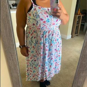 White and floral spaghetti strapped high-low dress